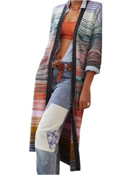 Anthropologie Sweaters - Anthropologie Knit Midi Length Cardigan Festival Bohemian Cottage Size Medium